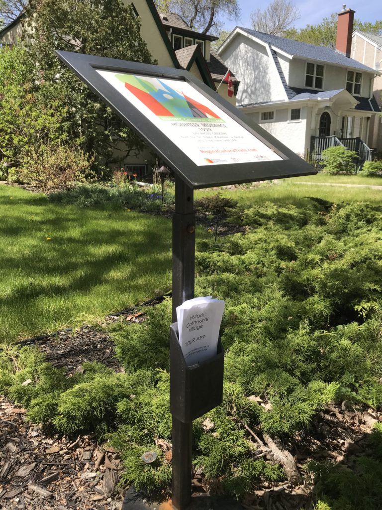 Cathedral Village Cultural Trailway signage installed at a home